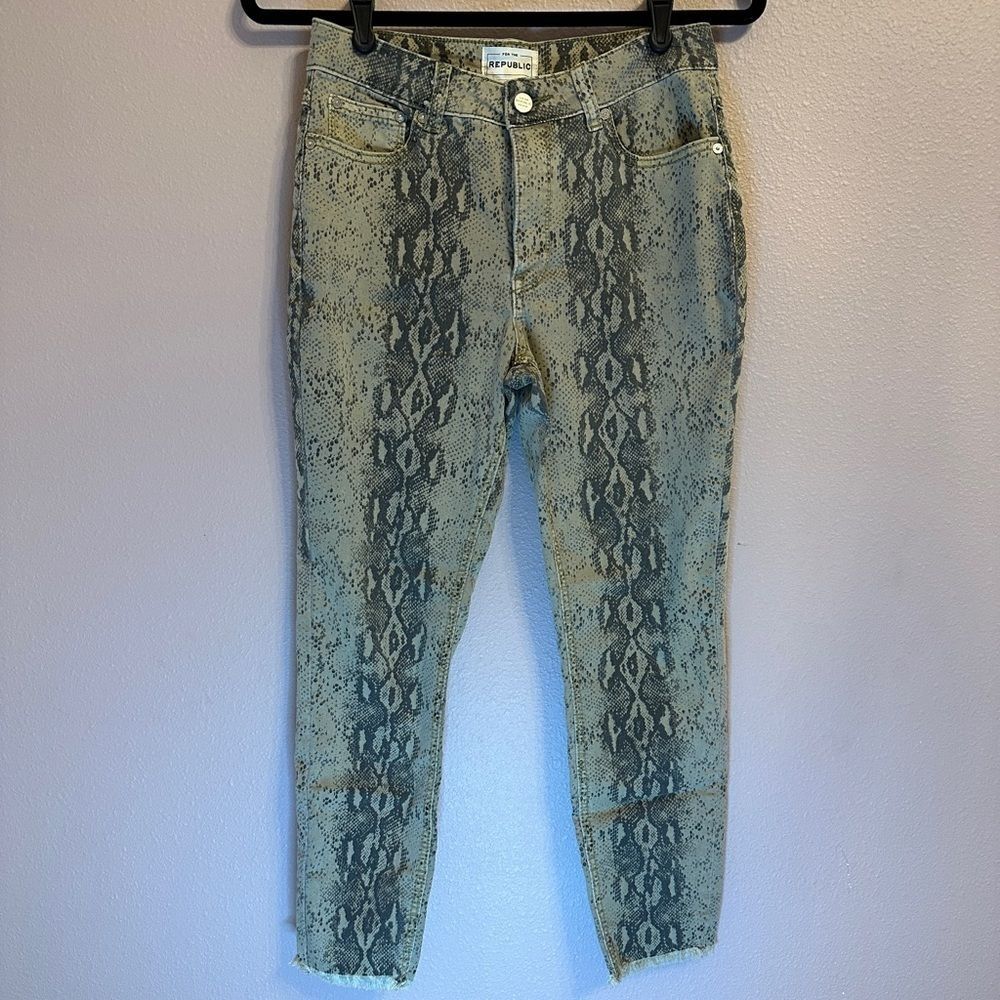For the Republic Snake print stretch denim 4